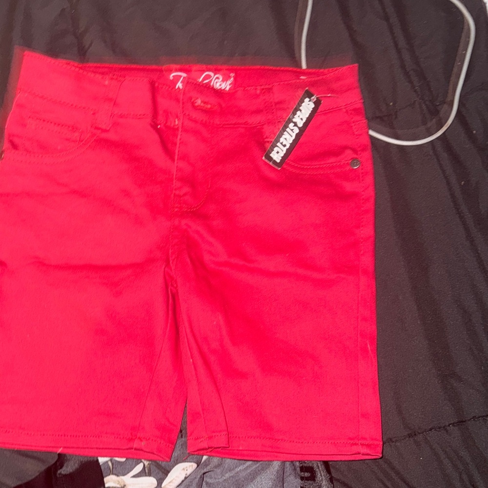Red Denim Shorts